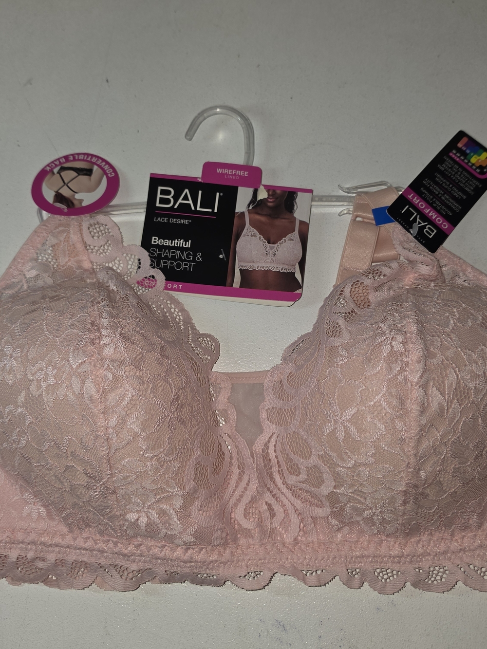 Bali Lace Desire Wirefree Bralette in Blush Pink